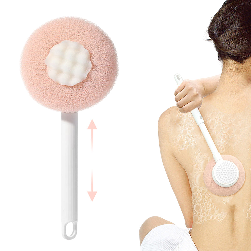 MAYCREATE Retractable Bathing Brush 14.8 inches Long Handle Sponge Brush Double Side Floral Bathing Loofah Brush Body Massager Back Scrubber Exfoliator Brush MAYCREATE Retractable Bathing Brush 14.8 inches Long Handle Sponge Brush Double Side Floral Bathing Loofah Brush Body Massager Back Scrubber Exfoliator Brush